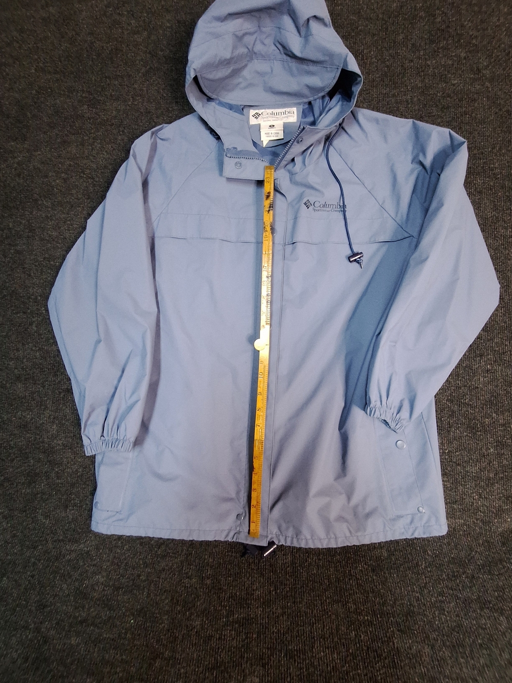 Columbia Light Blue Hooded Rain Jacket